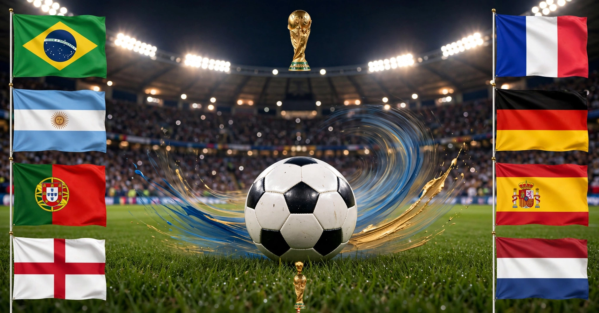 world cup warm up match schedule showing World Cup Warm-Up Match Fixtures, World Cup Warm-Up Match Results and World Cup Warm-Up Schedule on stadium pitch with football, World Cup trophy and international flags