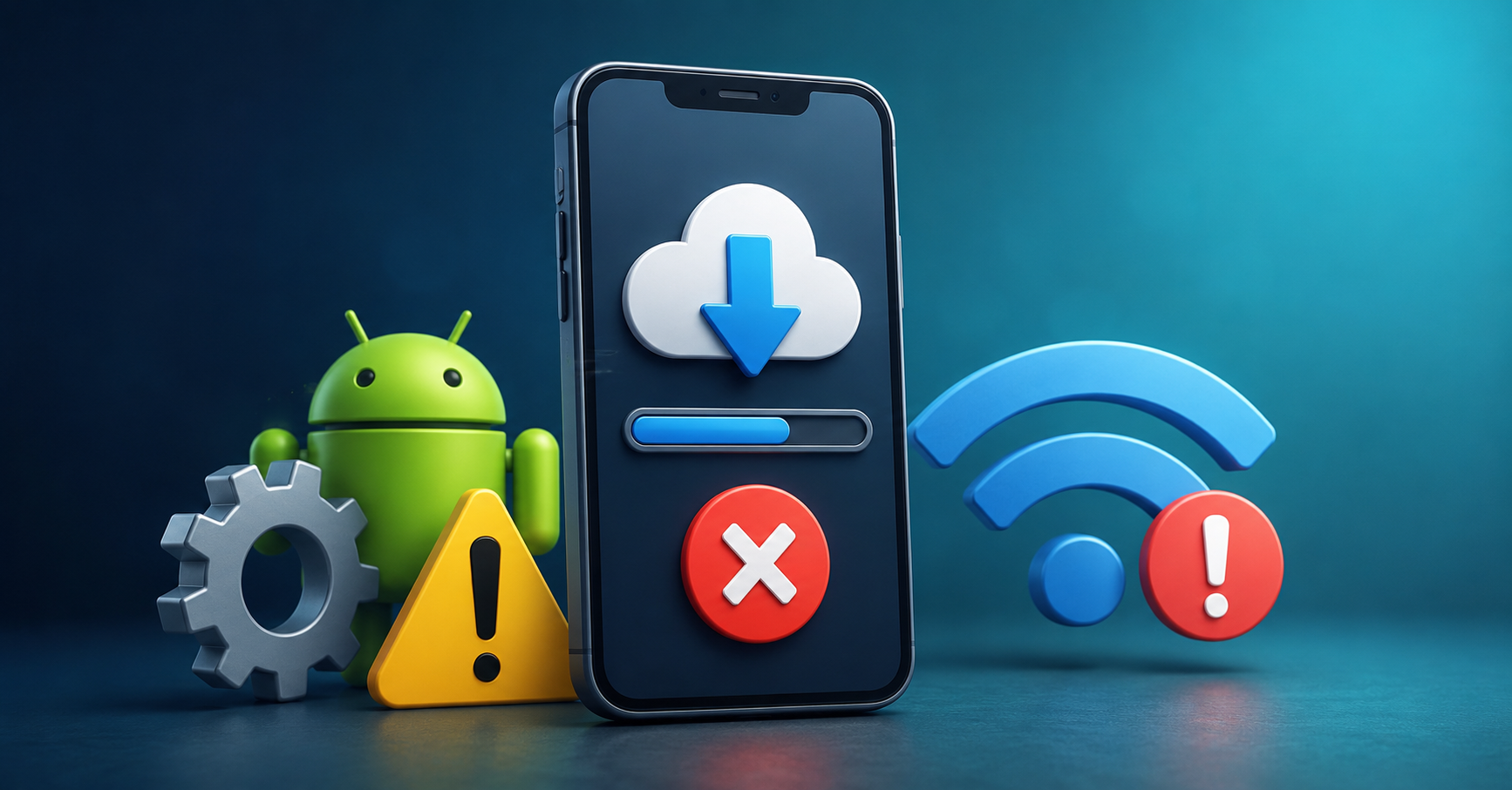 VLBook download error troubleshooting on Android smartphone with failed download and Wi-Fi warning